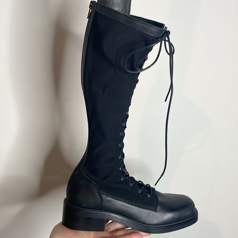 Free People | Black Trickum Tall Lace Up Boots Size Euro 38 US 7.5 New in Box - Picture 2 of 8